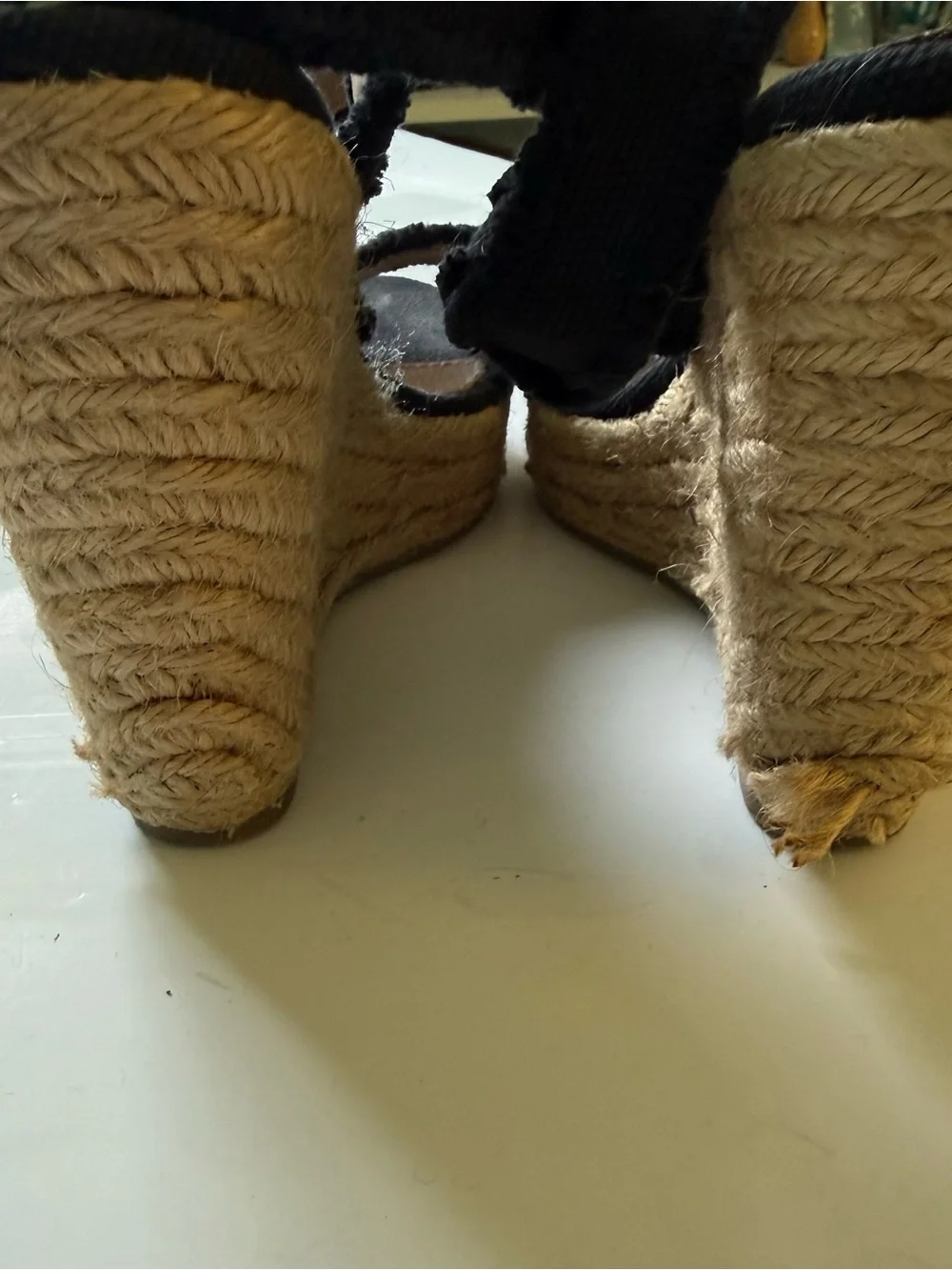 Steve Madden Fraid Black Espadrille Wedge Sandals Sz 10